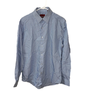 Alfani Fitted Blue and white Striped Button Down Men's Shirt M